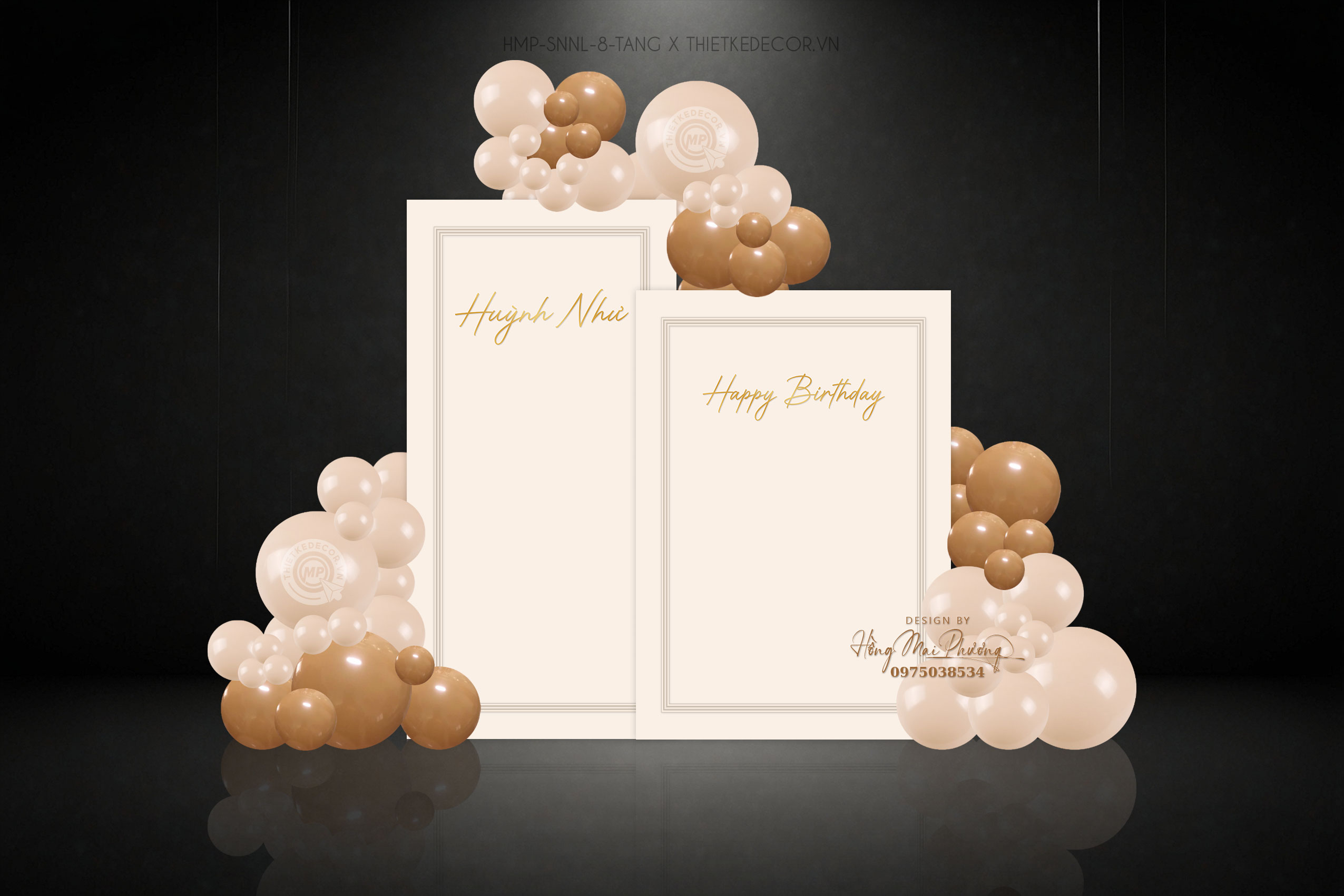 Backdrop sinh nhật người lớn tone kem